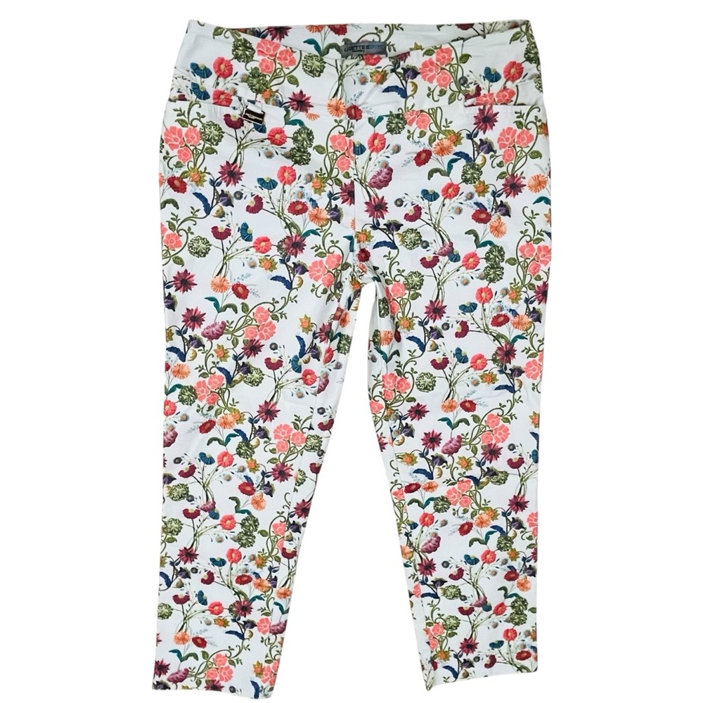 Lisette Montreal Pull-On Pants Multicolor Floral Ankle Stretch Straight